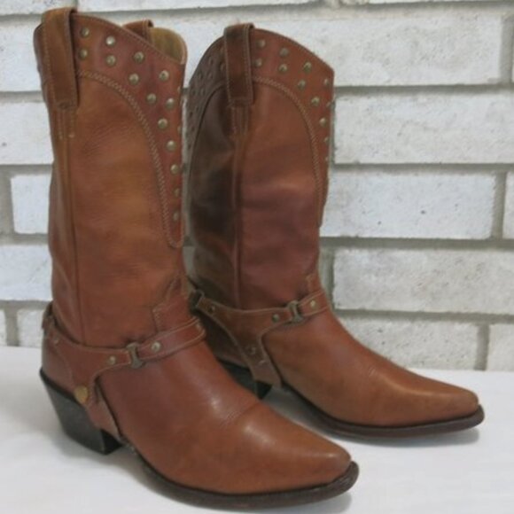 Saks Fifth Avenue Shoes - Sak's Fifth Avenue Oil Tanned Studded Leather Kicker Western Cowgirl Boots Sz 8
